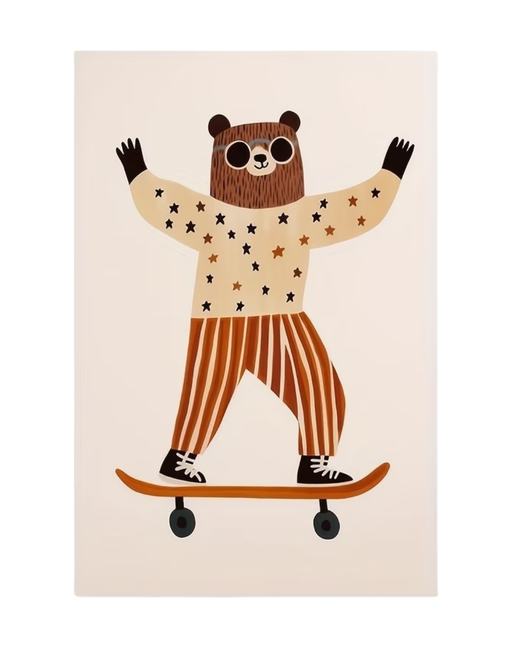 Skateboarding Bear Print